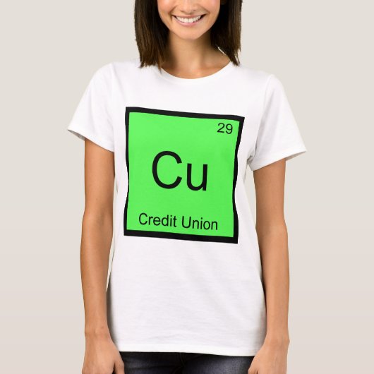 Cu - Creditunie Grappig Chemie Elementsymbool T T-shirt (Voorkant)