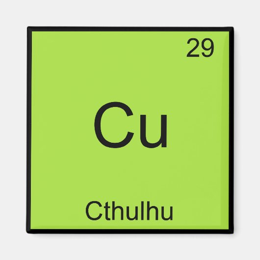Cu - Cthulhu Funny Chemistry Element Symbol T-shir Magneet (Voorkant)