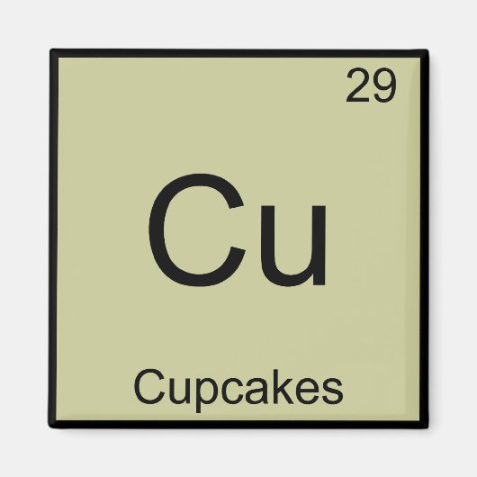 Cu - Cupcakes Funny Chemistry Element Symbol T-shi Magneet (Voorkant)