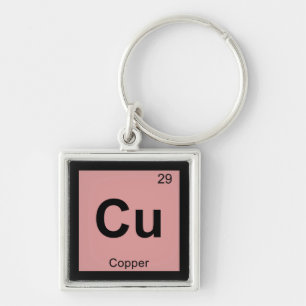 Cu - Koper Chemie Periodiek Systeem Symbool Sleutelhanger