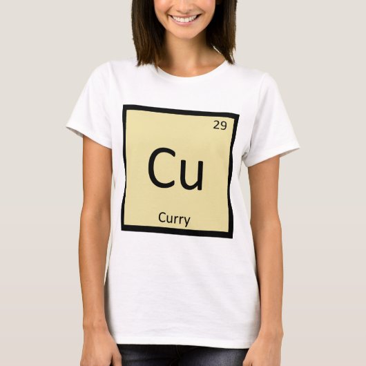 Cu - Periodiek tabelsymbool curry Spice Chemistry T-shirt (Voorkant)