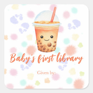 cu-tea bubble thee - baby's eerste bibliotheek vierkante sticker