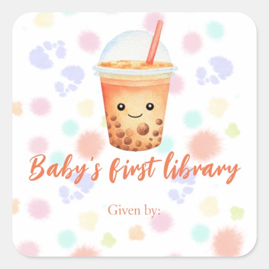 cu-tea bubble thee - baby's eerste bibliotheek vierkante sticker (Voorkant)