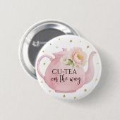 CU-TEA Roze Theepot Baby shower Button Favoriet (Voorkant /achterkant)