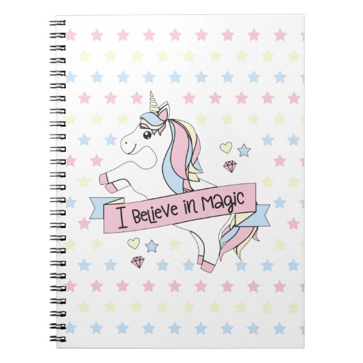Cuaderno con dibujo de Unicornio y estrellas Notitieboek (Voorkant)