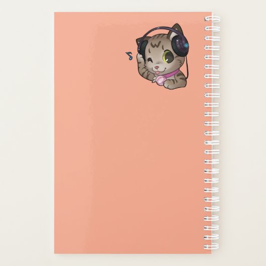Cuaderno de música cute anime gato planner (Achterkant)