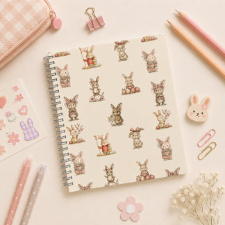Cuaderno espiral con diseño de lindos conejitos notitieboek