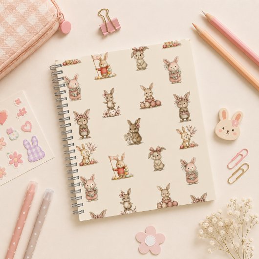 Cuaderno espiral con diseño de lindos conejitos notitieboek
