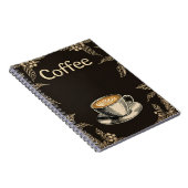 Cuaderno koffie latte cup met bladeren en kersen notitieboek (Rechterzijde)