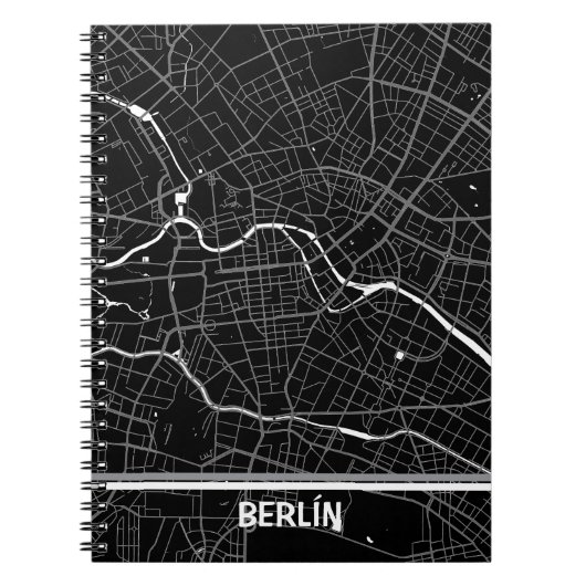 Cuaderno mapa minimalista de Berlín - Negro-blanco Notitieboek (Voorkant)
