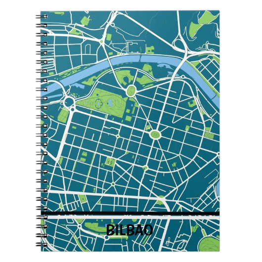 Cuaderno mapa minimalista de Bilbao - Azul-verde Notitieboek (Voorkant)