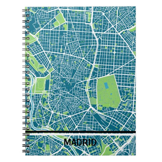 Cuaderno mapa minimalista de Madrid - Azul-verde Notitieboek (Voorkant)