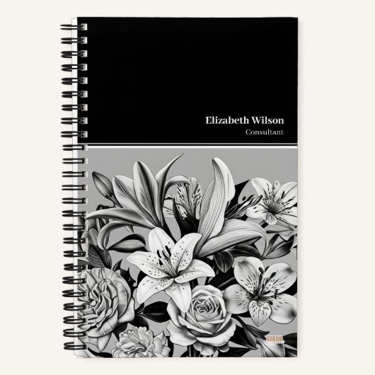 Cuaderno Professional Black & White Flowers Notitieboek (Voorkant)