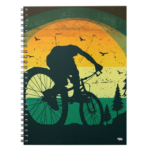 Cuaderno Retro Mountain Biking Adventure Sunset Notitieboek (Voorkant)