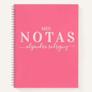Cuaderno Rosa Coral Elegante con nombre Notitieboek