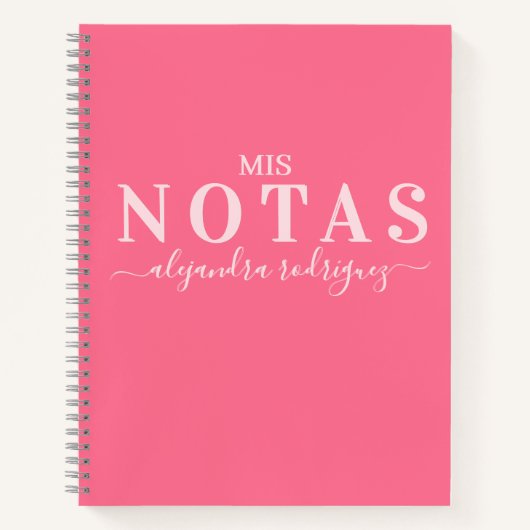 Cuaderno Rosa Coral Elegante con nombre Notitieboek (Voorkant)