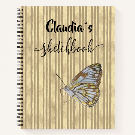 Cuaderno Sketchbook butterfly add name Notitieboek (Voorkant)