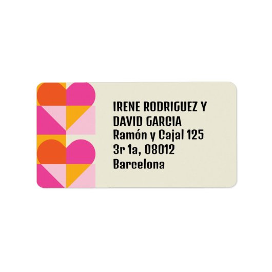 Cuadrícula Corazón Naranja y Rosa Etiket (Voorkant)