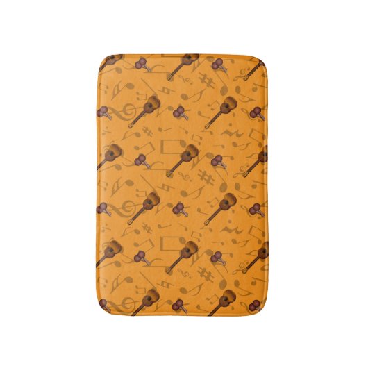 Cuatro and Maracas  with Music Notes on ORANGE Badmat (Voorkant Verticaal)