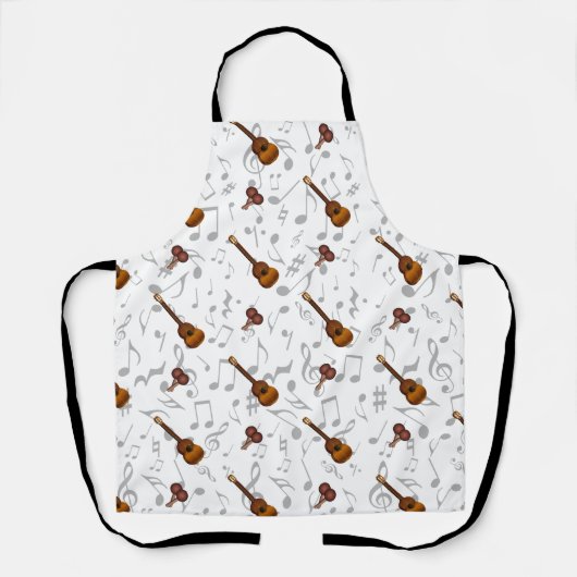 Cuatro and Maracas with Music Notes on WHITE Schort (Voorkant)