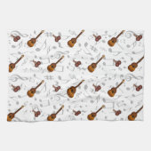 Cuatro and Maracas with Music Notes on WHITE Theedoek (Horizontaal)