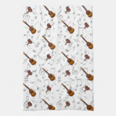 Cuatro and Maracas with Music Notes on WHITE Theedoek (Verticaal)