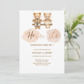 Cub Bear Theme Gender Reveal Party Invitation (Staand voorkant)
