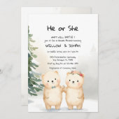 Cub Bear Theme Gender Reveal Party Invitation Kaart (Voorkant / Achterkant)