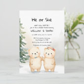 Cub Bear Theme Gender Reveal Party Invitation Kaart (Staand voorkant)