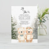 Cub Bear Theme Gender Reveal Party Invitation Kaart (Staand voorkant)