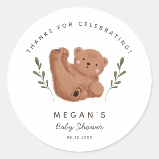 Cub Beer Genderneutraal Baby shower Ronde Sticker (Voorkant)