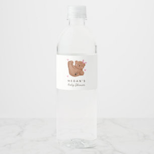 Cub Beer Meisje Baby shower Roze Boog Waterfles Etiket
