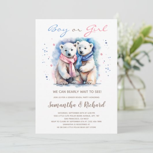 Cub Beer Polar beer Thema Winter Geslacht Onthulle Kaart (Staand voorkant)