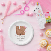 Cub Beer Roze Bow Baby shower Papieren Bordje (Feest)
