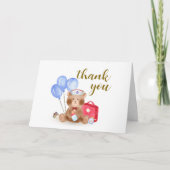 Cub Nurse Doctor Teddy Bear Balloon Baby shower Bedankkaart (Voorkant)