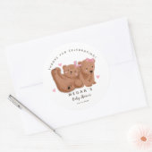 Cub Twin Beren Meisjes Baby shower Ronde Sticker (Envelop)