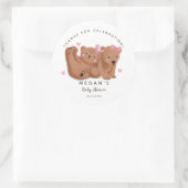 Cub Twin Beren Meisjes Baby shower Ronde Sticker (Tas)
