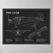 CUB Vliegtuig - Vliegtuigblauwdruk Plannen PD Poster (Voorkant)