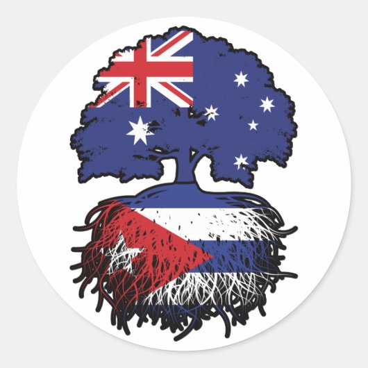 Cuba Australian Tree Roots Flag Ronde Sticker (Voorkant)