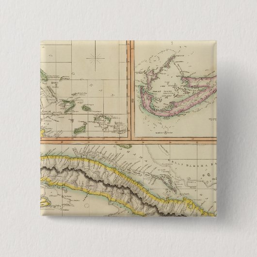 Cuba, Bahama I, Bermudas Vierkante Button 5,1 Cm (Voorkant)