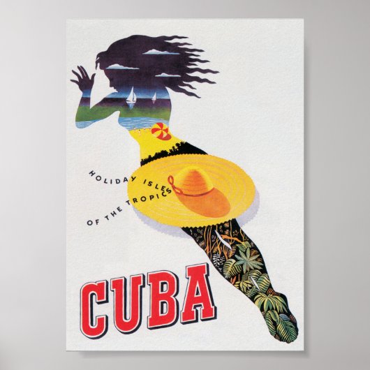 Cuba Beach Vintage Travel Poster (Voorkant)