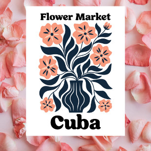 Cuba Bloemenmarkt Potted Bloem & Donker Loof Briefkaart
