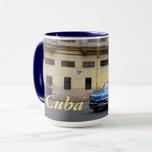 Cuba Blue Cadillac Convertible Mok (Voorkant links)