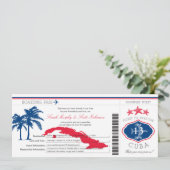 Cuba Boarding Pass bruiloft Kaart (Staand voorkant)