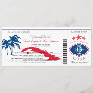 Cuba Boarding Pass bruiloft Kaart
