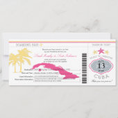 Cuba Boarding Pass Wedding Kaart (Voorkant)