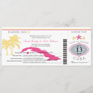 Cuba Boarding Pass Wedding Kaart