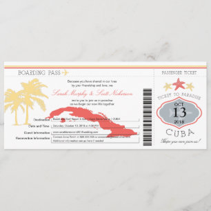 Cuba Boarding Pass Wedding Kaart