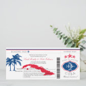 Cuba Boarding Pass Wedding Kaart (Staand voorkant)