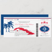 Cuba Boarding Pass Wedding Kaart (Voorkant / Achterkant)